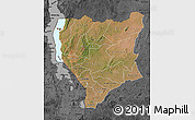 Satellite Map of Nassa, darken, desaturated