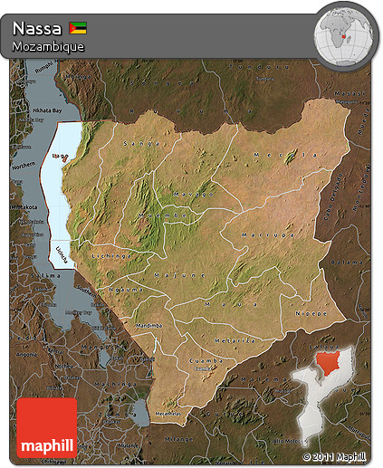 Satellite Map of Nassa, darken
