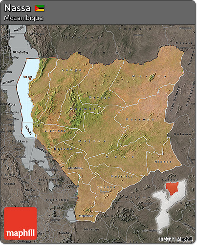 Satellite Map of Nassa, darken, semi-desaturated