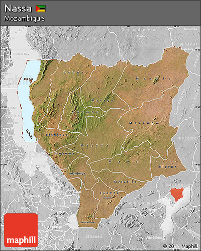 Satellite Map of Nassa, lighten, desaturated