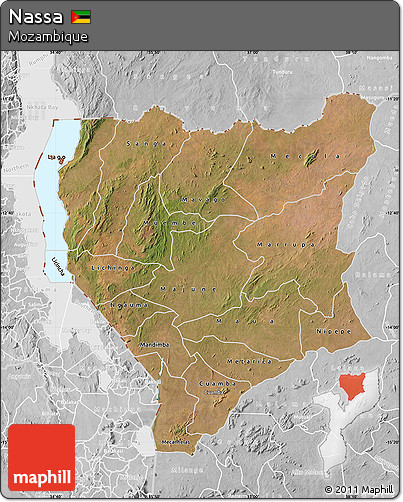 Satellite Map of Nassa, lighten, desaturated