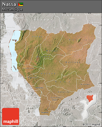 Satellite Map of Nassa, lighten, semi-desaturated