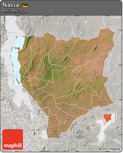 Satellite Map of Nassa, lighten, semi-desaturated