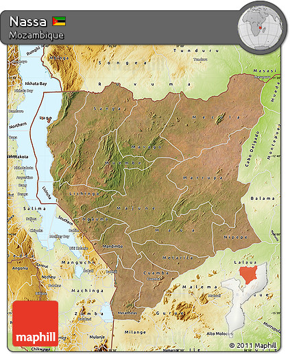Satellite Map of Nassa, physical outside
