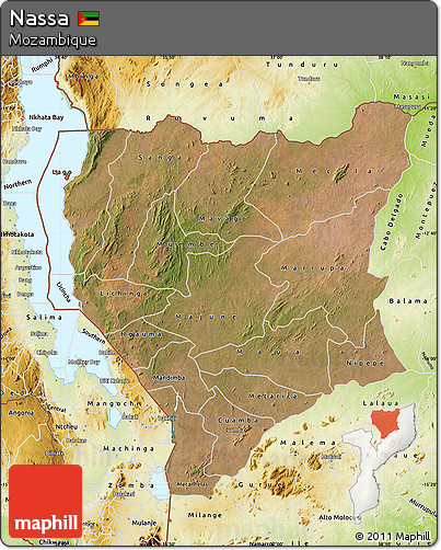Satellite Map of Nassa, physical outside