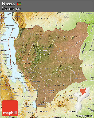 Satellite Map of Nassa, physical outside