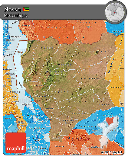 Satellite Map of Nassa, political shades outside