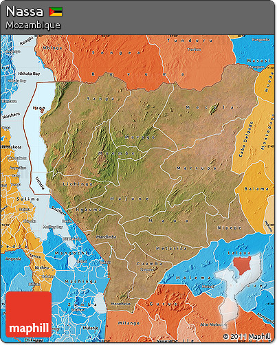 Satellite Map of Nassa, political shades outside