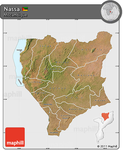 Satellite Map of Nassa, single color outside