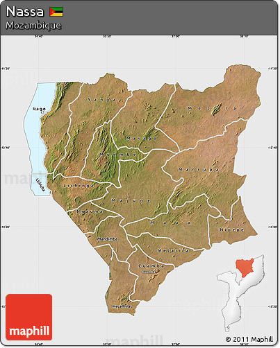 Satellite Map of Nassa, single color outside