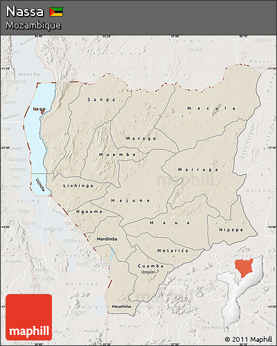 Shaded Relief Map of Nassa, lighten
