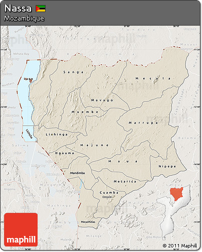 Shaded Relief Map of Nassa, lighten