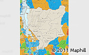 Shaded Relief Map of Nassa, political outside