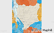 Shaded Relief Map of Nassa, political shades outside