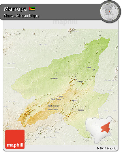 Physical 3D Map of Marrupa, lighten
