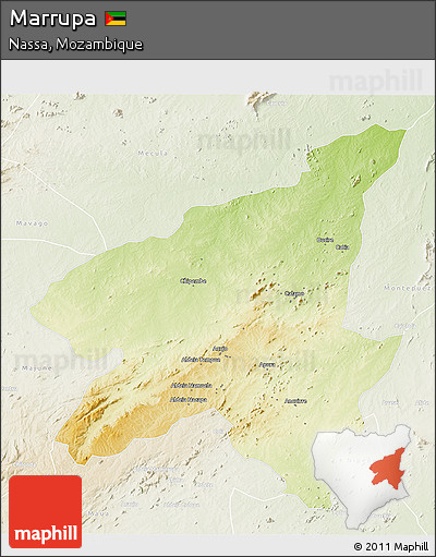 Physical 3D Map of Marrupa, lighten