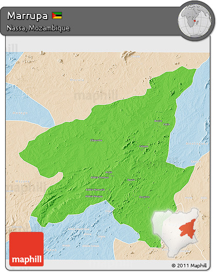 Political 3D Map of Marrupa, lighten