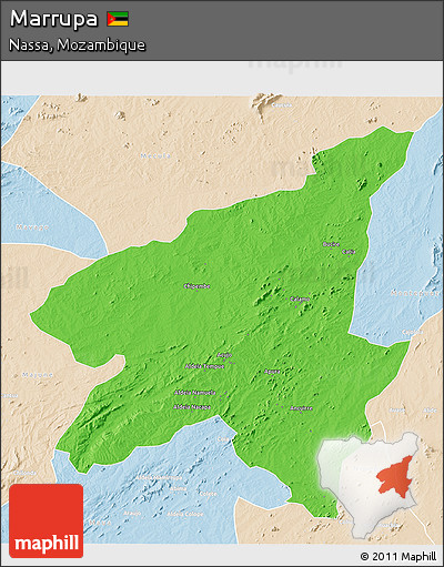 Political 3D Map of Marrupa, lighten