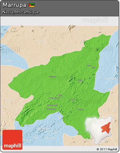 Political 3D Map of Marrupa, lighten