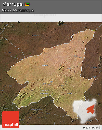 Satellite 3D Map of Marrupa, darken