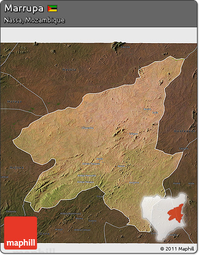 Satellite 3D Map of Marrupa, darken