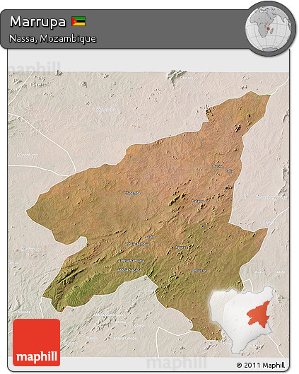 Satellite 3D Map of Marrupa, lighten