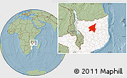 Savanna Style Location Map of Marrupa, highlighted country, hill shading