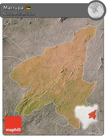 Satellite Map of Marrupa, semi-desaturated