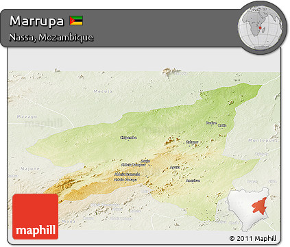 Physical Panoramic Map of Marrupa, lighten