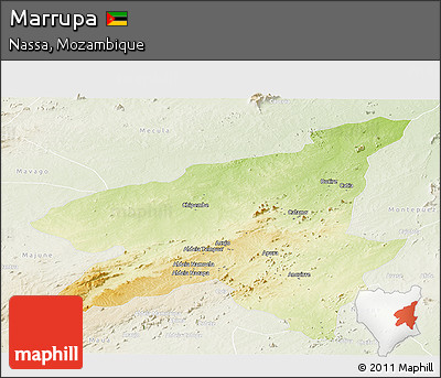 Physical Panoramic Map of Marrupa, lighten