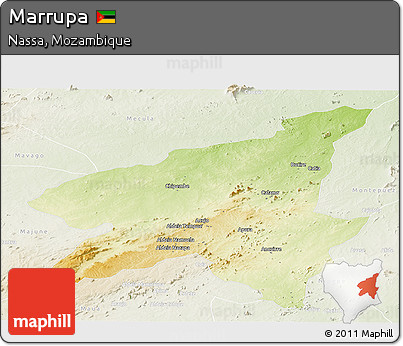 Physical Panoramic Map of Marrupa, lighten