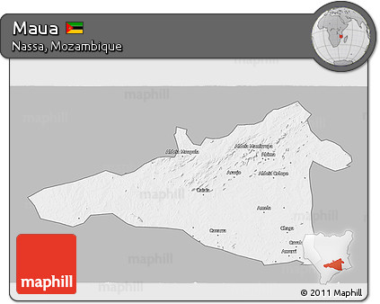 Gray 3D Map of Maua, single color outside