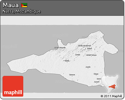 Gray 3D Map of Maua, single color outside