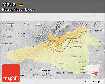 Physical 3D Map of Maua, desaturated