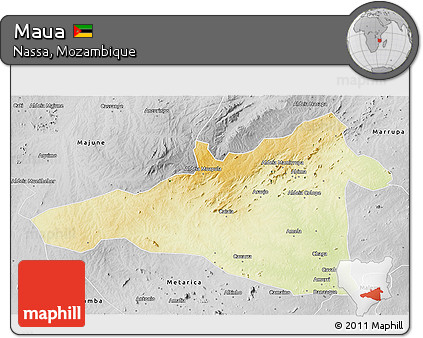 Physical 3D Map of Maua, desaturated
