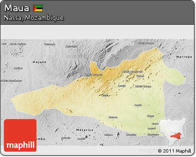 Physical 3D Map of Maua, desaturated