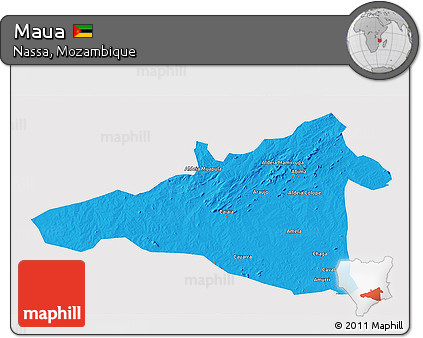Political 3D Map of Maua, cropped outside