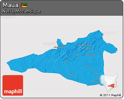 Political 3D Map of Maua, cropped outside