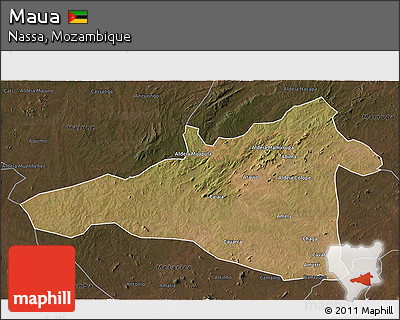 Satellite 3D Map of Maua, darken