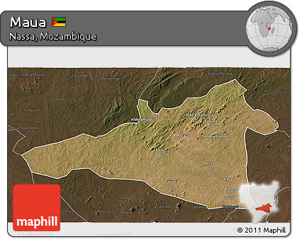 Satellite 3D Map of Maua, darken