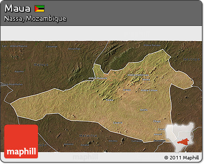 Satellite 3D Map of Maua, darken