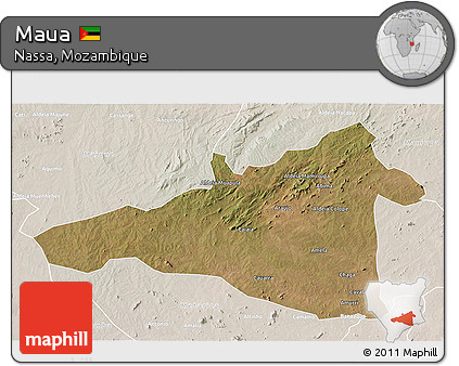 Satellite 3D Map of Maua, lighten