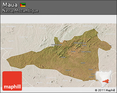Satellite 3D Map of Maua, lighten
