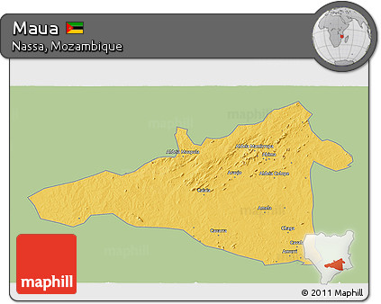 Savanna Style 3D Map of Maua, single color outside