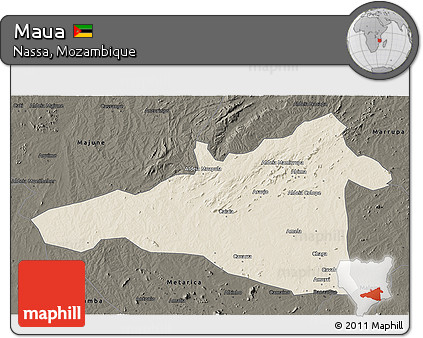 Shaded Relief 3D Map of Maua, darken