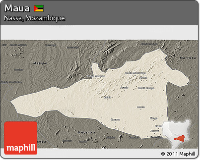 Shaded Relief 3D Map of Maua, darken