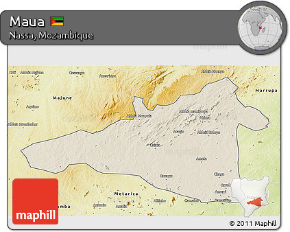 Shaded Relief 3D Map of Maua, physical outside