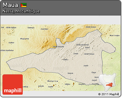 Shaded Relief 3D Map of Maua, physical outside
