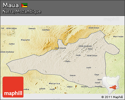 Shaded Relief 3D Map of Maua, physical outside
