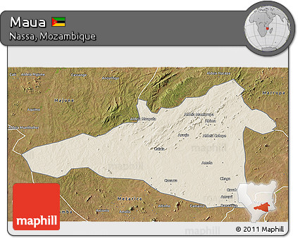 Shaded Relief 3D Map of Maua, satellite outside
